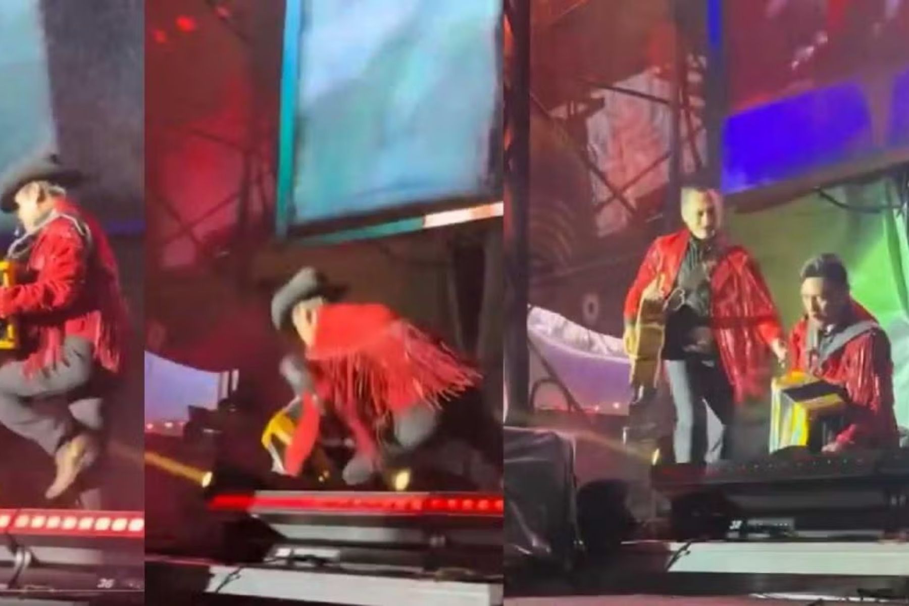 Jorge Hernández de Los Tigres del Norte sufre caída en el escenario
