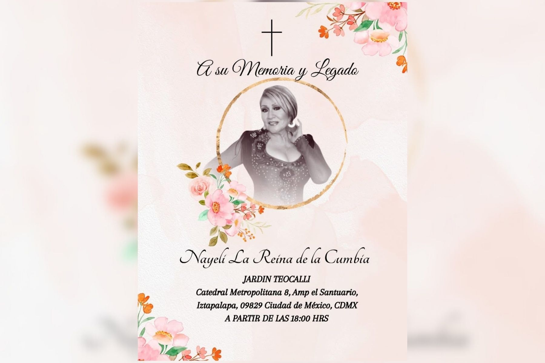 Fotomontaje de Nayely "La reina de la cumbia" sobre su reciente fallecimiento