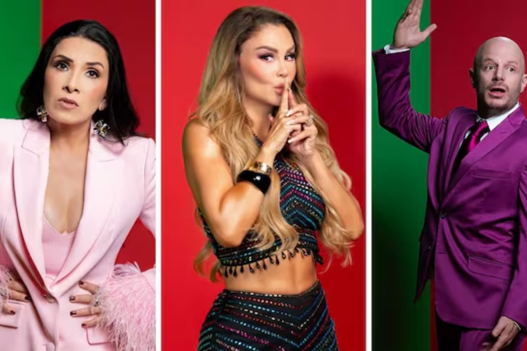 Los conductores Dalilah Polanco, Ninel Conde y Facundo en una foto promocional. La nota detalla cuanto ganan los participantes del famoso reality show.
