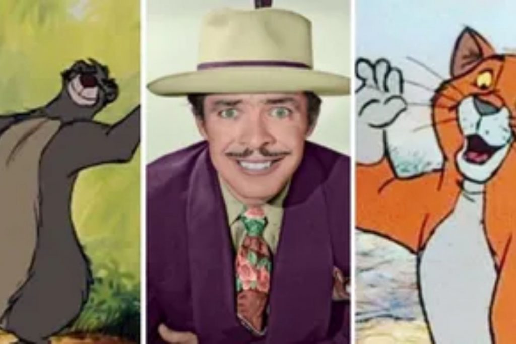 Un collage que muestra a Tin Tan junto a Baloo de "El Libro de la Selva" y O'Malley de "Los Aristogatos". La nota destaca su trabajo de doblaje.