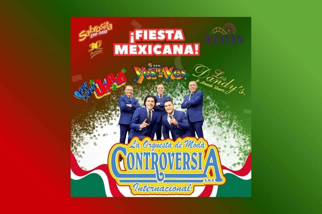 Cartel oficial de "Fiesta Mexicana" en Aztlán Parque Urbano en Sabrosita 590