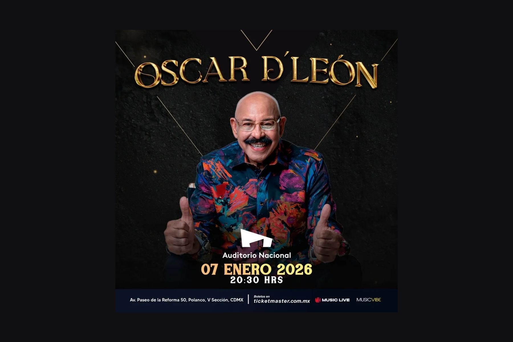 Flyer Oscar D'León 2026 Auditorio Nacional